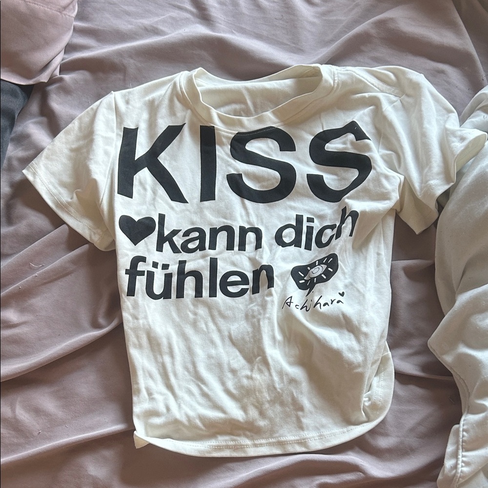y2k german white crop top